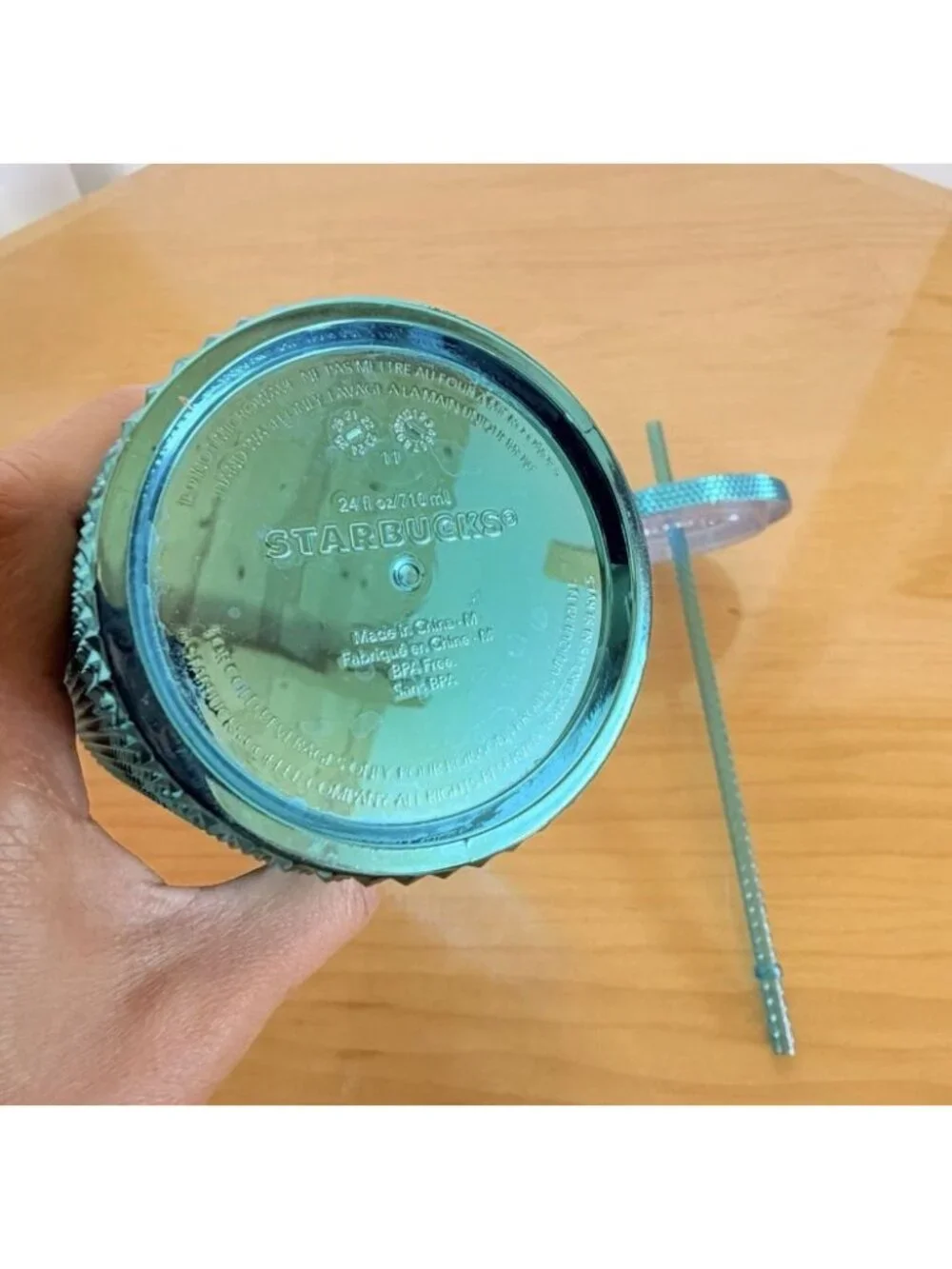 Starbucks Green Metallic Studded Tumbler 24oz Venti Cold Cup Diamond Travel